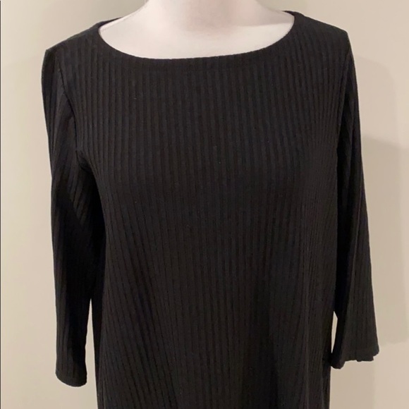 Eileen Fisher Black Tencel Stretch Rib Shift Dress - Picture 4 of 10